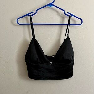 Black Crop Top With Heart Gems
